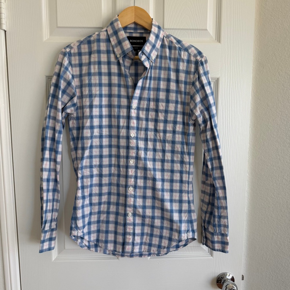 Bonobos Light Blue and White Checkered Shirt